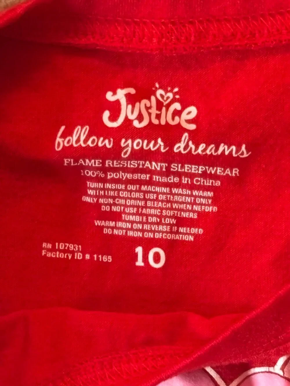 Justice Girls Red Long Sleeve 